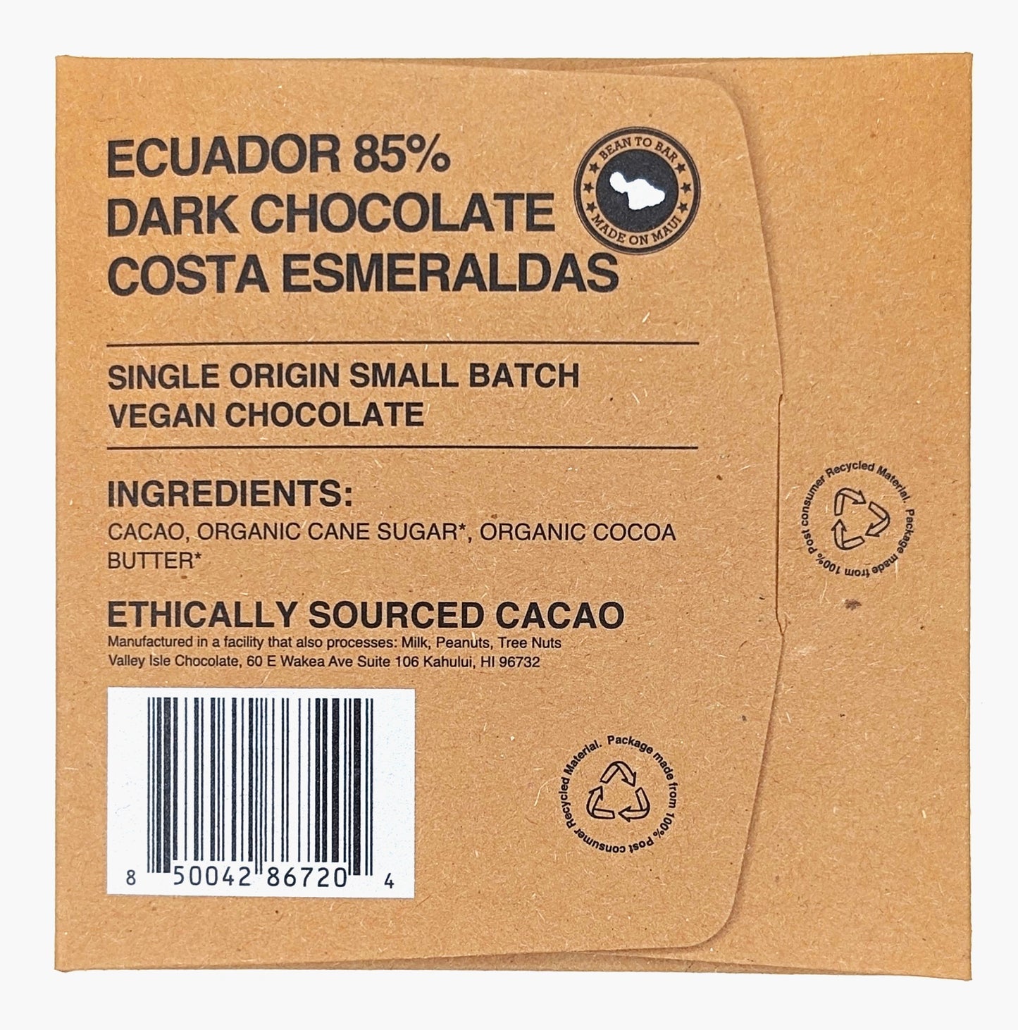 Ecuador 85% Dark Chocolate Costa Esmeraldas