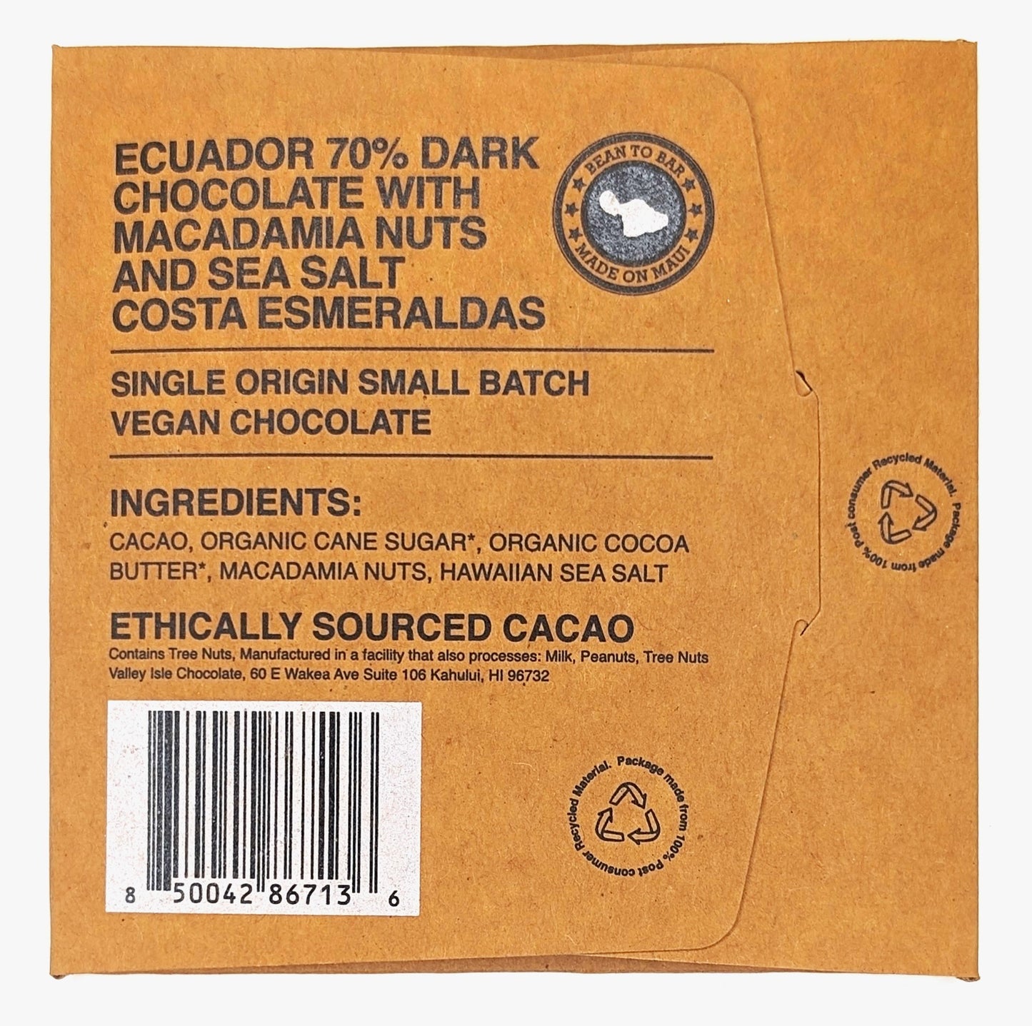 Ecuador 70% Dark Chocolate with Macadamia Nuts and Sea Salt