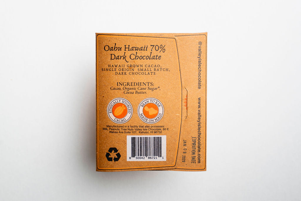 【cacaoページ】 Oahu Mapele Fields 70% Dark Chocolate – Valley Isle Chocolate