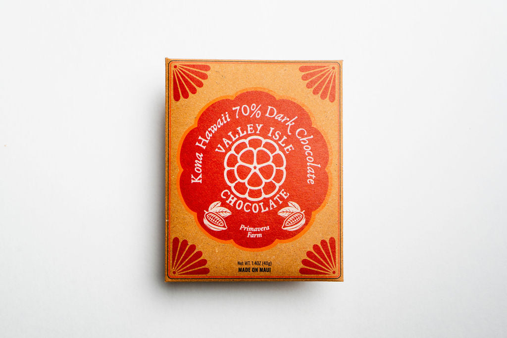 Kona Hawaii 70% Dark Chocolate packaging on a white background